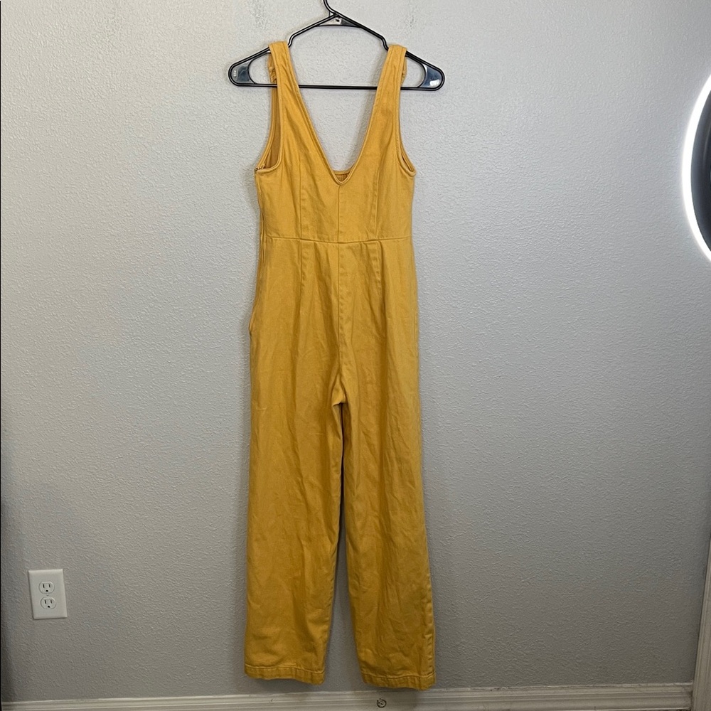 Urban Outfitters Denim Faux Button Front Jumpsuit Yellow Size XS - Picture 3 of 9